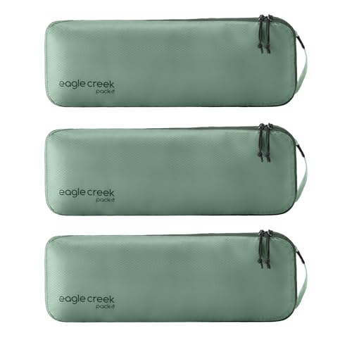 Eagle Creek Pack-It Isolate Slim Cube M/M/M Set - Minimalist Compact Travel Organizer for Hair Styling Tools, Belts & Small Items - Travel Accessories - Willow Green - color: Green