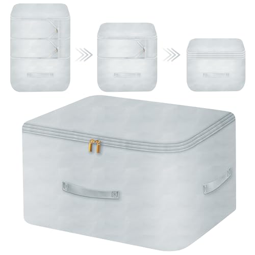 Ultra Space Saving Self Compression Organizer, Comforter Storage Bag for Clothes, Blankets, Pillows, Duvet, Comforters, Bedding Sets and Much More (Gray,X-L - 54 * 42 * 60cm) - color: Gray, size: X-L - 54*42*60cm
