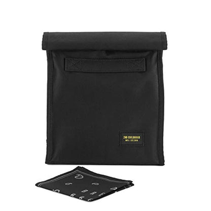 2nd Childhood Rolltop Lunch Bag for Work or School – Compact, Foldable & Low Profile Design – Insulated Reusable Bag with Handle – Slim, Durable & Stylish - 3.5L (Black) - color: Black