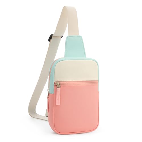 Birthday Gifts for 8 9 10 11 12 Year Old Teens Girls Kids, Fanny Pack Crossbody Bag Sling Belt Bags Purse, Dorm Travel Essentials for Girls Fashion, Preppy Tween Teen Girl Gift Trendy Stuff - color: Beige & Pink