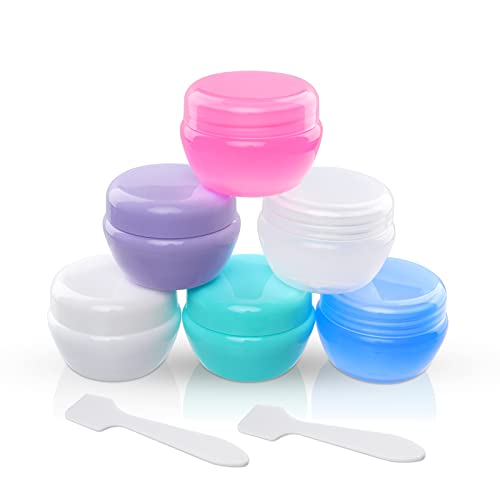 Cosywell Small Plastic Travel Jars for Creams - TSA Approved Refillable Cosmetic Containers - Leak-proof Travel Size Containers with Lid for Lotion, Makeup, Cosmetics - 6 Pieces - style: C-6 Pieces