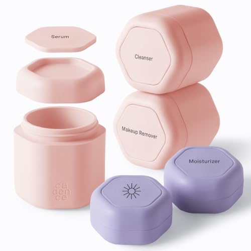 Cadence Capsules - Core Skincare Set, Pink Purple Gradient - Five Containers with Magnetic Lids - 100% Leak Proof & TSA Approved for Travel and Carry On, 2 Small (0.56oz) & 3 Medium (1.32oz) - color: Purple Gradient, size: Core Set