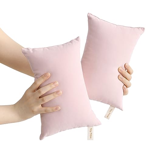 BEDSUM Tiny Pillows, 11x7 Mini Microfiber Small Pillow for Neck and Lumbar Support - Machine Washable Cushion for Office Desk, Backpacking and Travel - Pillow Inserts, 2 Pack, Pink - color: Pink, size: 11x7 inches