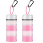 Baderke 2 Pcs Protein Powder Container with Funnels Stand, 4 Stackable Leakproof Protein Powder Dispenser, Portable Keychain Powder Container for Workout, Fitness, Travel(Pink, White) - color: Pink, White