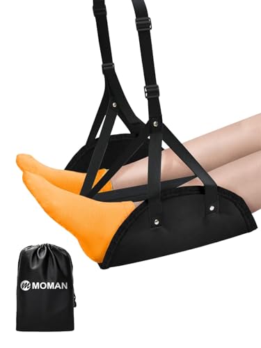 MOMAN 2 Pack Airplane Footrest Hammock for Long Flights, Adjustable Flight Foot Rest for Adults, Travel Essentials, Airplane Accessories, Portable Foot Sling for Plane Travel
