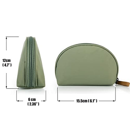 Hekyip Half Moon Cosmetic Beauty Bag for Purse Travel Handy Makeup Pouch for Women Girls (Green) - color: Green