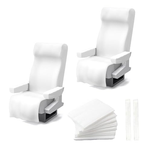 6 Pack Disposable Airplane Seat Covers Hygienic Protective Seat Protector & Portable Travel Accessory. Includes Support Gloves for Flights, Trains, Buses, Cars & Public Transit (White) - color: white