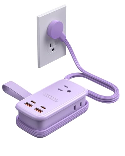 NTONPOWER GAN Ultra 65W USB Fast Charging Station, 7 in 1 Travel Power Strip with 3 Outlets 4 USB (2 USB C), Extension Cord 4ft, Cruise Essentials Compatible with MacBook, iPhone,Purple - color: Purple, size: 65W