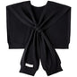 WaJuemy Women's Sweater Shawl Wraps Sleeves Knitted Collar Sweater Scarf Top Casual Lightweight Shoulder Cape Accessories - color: 01 Black X