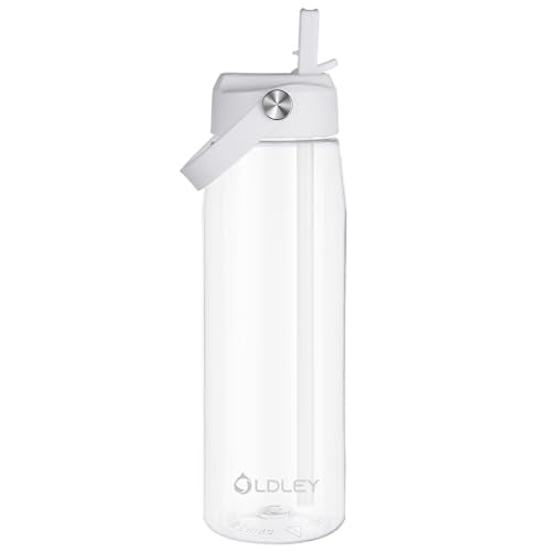 OLDLEY 32 oz Water Bottle with Straw, Leakproof Sports Water Bottle with Carry Strap, BPA-Free Large Water Bottles for Home,Travel, School, Outdoors, Gym, Tritan,Transparent - color: A-Transparent
