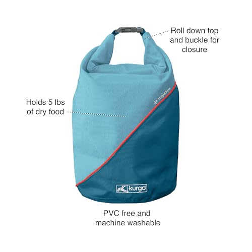 Kurgo Kibble Carrier - Portable Kibble Carrier - Compact Travel Storage - Dog Food Dry Bag - Camping Dog Storage - 5 lb Capacity - Coastal Blue - color: Coastal Blue