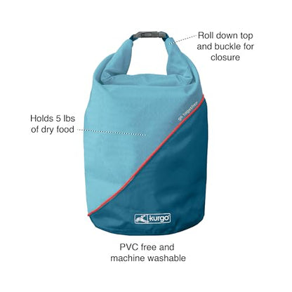 Kurgo Kibble Carrier - Portable Kibble Carrier - Compact Travel Storage - Dog Food Dry Bag - Camping Dog Storage - 5 lb Capacity - Coastal Blue - color: Coastal Blue