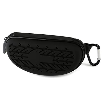 LTOHOE Sunglasses Case for Men and Women, Semi Hard Shell with Metal Carabiner, Portable Zipper Protective Glasses Case - color: Black