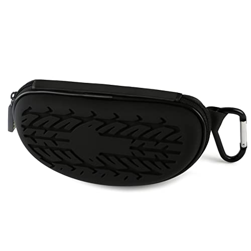 LTOHOE Sunglasses Case for Men and Women, Semi Hard Shell with Metal Carabiner, Portable Zipper Protective Glasses Case - color: Black