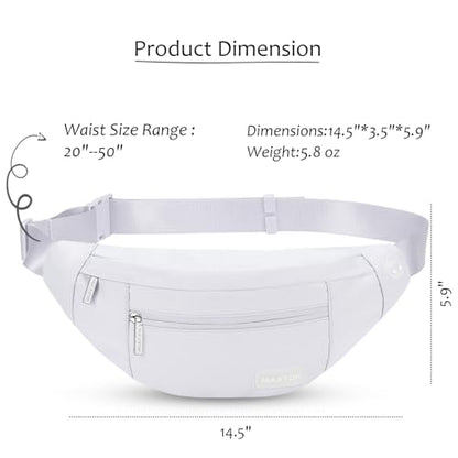 MAXTOP Large Crossbody Fanny Pack with 4-Zipper Pockets,Gifts for Enjoy Sports Festival Workout Traveling Running Casual Hands-Free Wallets Waist Pack Phone Bag Carrying All Phones - color: White, style: Large Fanny Pack(4 Zipper Pockets)