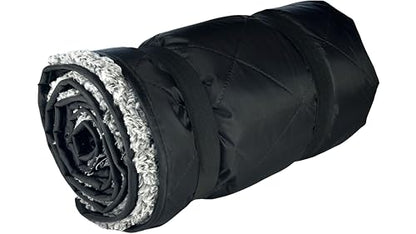 DOWN UNDER OUTDOORS Large Waterproof Windproof Extra Thick 350 GSM Quilted Fleece, or Sherpa Stadium Blanket - color: Black/Heather Grey