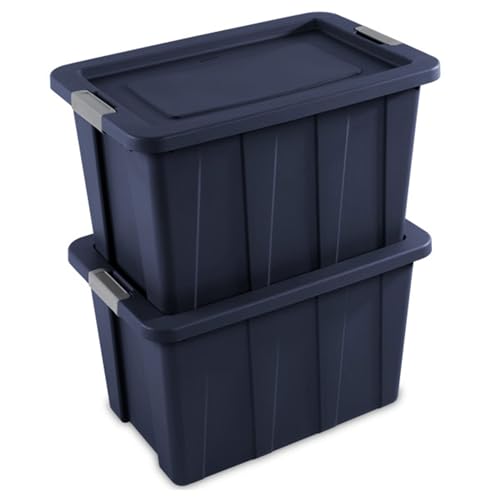 Sterilite 4-Pack Storage Bins with Lids, Heavy Duty Totes, Tuff1, 30 Gallon, Dark Indigo - color: Dark Indigo, size: 30 Gallon (4 Pack)