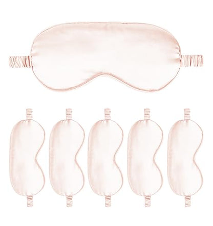 6PACK Silk Sleep Mask Satin Eye Masks Blackout Silky Eyeshade Cover Soft Blindfold Eyeshades for Women Sleeping Travel Gift - color: Pale Blush