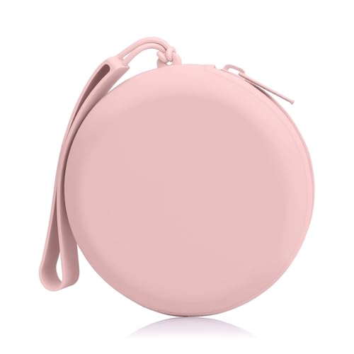Silicone Bag Suitable for AirPods Charging Case Cover Holder, Headphone Case Tech Pouch Organizer for Accessories with Cable Management, Earbud Case & Coin Purse for Travel, Pink - color: A2-Pink