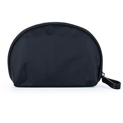 Hekyip Half Moon Cosmetic Bag, Travel Makeup Pouch, Portable Waterproof Cosmetic Pouch for Girls Women, Small (ALL BLACK) - color: ALL BLACK