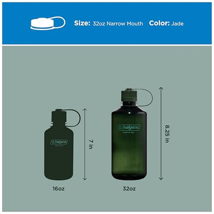 Nalgene 32 oz Narrow Mouth Water Bottle | BPA-Free, Durable & Leak Proof, Lghtweght Bottle for Hkng, Gym & Travel, Jade - color: Jade, size: 32 Ounces