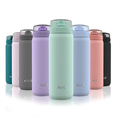 Ello Cooper 22oz Stainless Steel Water Bottle with Straw and Carry Handle, Double Walled and Vacuum Insulated Metal, Leak Proof Locking Lid with Soft Silicone Spout, Reusable, BPA Free, Yucca - color: Yucca, size: 22 Ounces