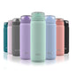 Ello Cooper 22oz Stainless Steel Water Bottle with Straw and Carry Handle, Double Walled and Vacuum Insulated Metal, Leak Proof Locking Lid with Soft Silicone Spout, Reusable, BPA Free, Yucca - color: Yucca, size: 22 Ounces