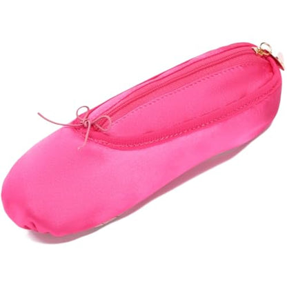 Ballet Dance Shoe Makeup Bag For Little Girls, Ballerina Slipper Makeup Pouch Bag, Ballet Pointe Shoes Gifts (Hot Pink) - color: Hot Pink