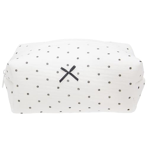 PAZIMIIK Cozy Makeup Bag Small Aesthetic Travel Zipper Cosmetic Pouch for Women Make Up Beauty Accessories Brushes,Polka Dot - color: Polka Dot, size: 1PCS
