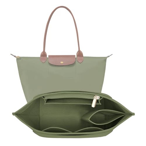 LOUKAYCCI Felt Purse Organizer Insert for Longchamp Le Pliage M Handbag Insert (Forest Green, Medium) - color: Forest Green, size: Medium