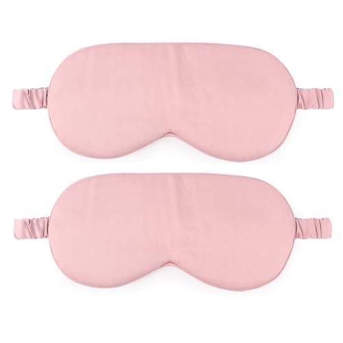 HBHLFZ Sleep Mask 2 Pack - Bamboo Viscose Fiber Sleeping Eye Mask - with Elastic Band/Headband - Comfort Sleeping Shade - for Nighttime Sleeping, Traveling & Napping（Pink） - color: Pink