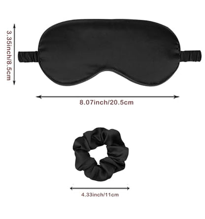 24Pcs Satin Eye Mask Silk Sleep Masks Silky Eyes Cover Blackout Blindfold Eyeshade Scrunchies Hair Ties Travel Wedding Gift - color: Evergreen