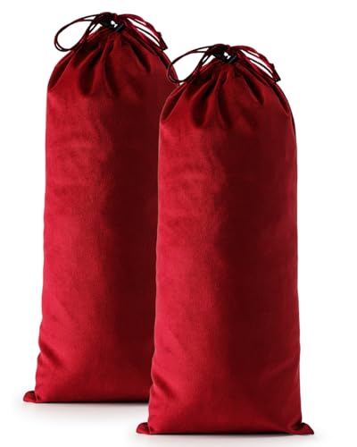 2 Pcs Single Shoe Bags for Travel, 17.3"x8.6" Washable Travel Shoe Bags for Packing in Suitcase, Velvet Dust Bag with Drawstring, Shoe Pouch for Women and Men, Travel and Home Storage (Rio Red) - color: Rio Red, size: 17.3"x8.6"