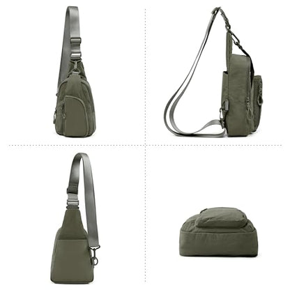 ODODOS Sling Bag with Adjustable Straps Crossbody Chest Bag Lightweight Backpack for Casual Traveling Hiking - color: Tarmac