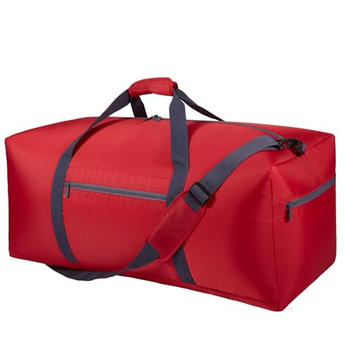 iFARADAY Foldable Duffle Bag 30 inch 75L Large Lightweight Luggage Bag for Travel Camping Storage-Red - color: Red-75L(with shoulder strap)