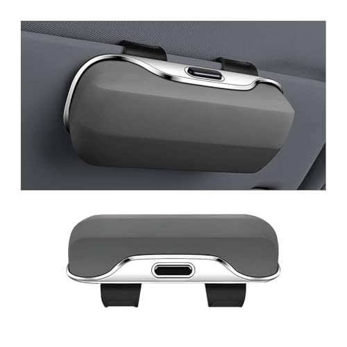 zipelo Sunglasses Holder for Car Sun Visor, Protective Automotive Eyeglasses Storage Case Hanger, Soft Vehicle Interior Glasses Organizer Box Accessories, Universal for SUV Sedan Truck (Gray) - color: Gray