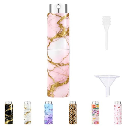 5ml Perfume Atomiser Refillable Bottles Portable Mini Spray Travel Bottle Easy to Refill Empty Atomizer Bottle for Purse Handbag Pocket Luggage,Bright Color (Pink gold marble 1) - color: Pink gold marble 1