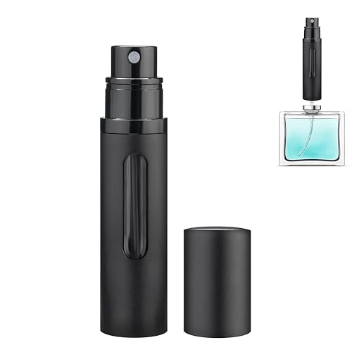 Refillable Perfume Atomizer Travel Bottle 5ml Leakproof Luxury Travel Perfume Refillable Bottle, Portable Perfume Atomizer (Black) - color: Black