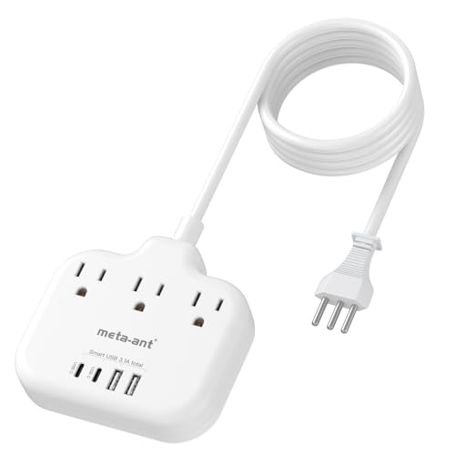 Italy Travel Plug Adapter with 3FT Extension Cord, meta-ant Italy Power Adapter with 3 American Outlets 4 USB Ports(2 USB-C), Type L Adapter for US to Italy Chile Ethiopia Libya Syria Tunisia Uruguay - style: Type L-Italy Chile