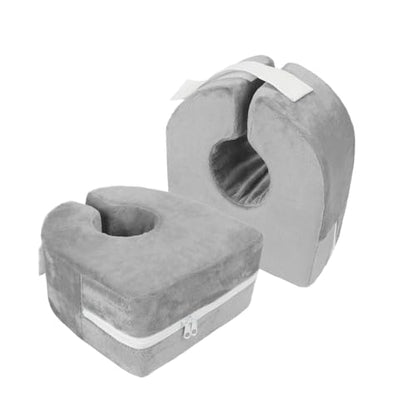 Holiberty Adult Bed Sore Pads Wedge Foot Support Pillow Ankle Protector Ring Foot Rest Pillows Bedridden Patient Elderly Heel Cushion Sleeping Elevated Foam Pad Leg Post Surgery Recovery Pillow - color: Grey,2pcs