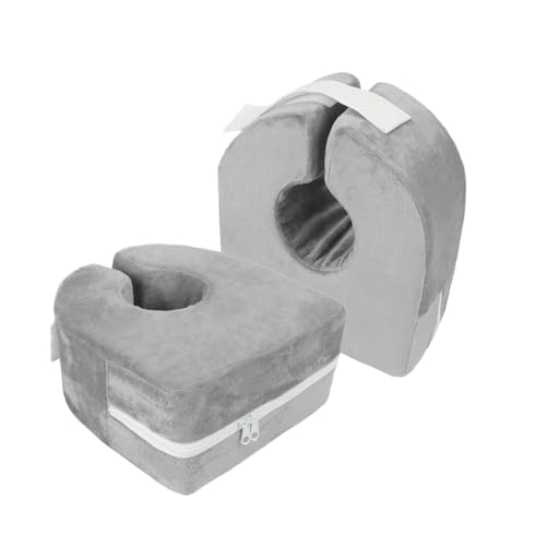 Holiberty Adult Bed Sore Pads Wedge Foot Support Pillow Ankle Protector Ring Foot Rest Pillows Bedridden Patient Elderly Heel Cushion Sleeping Elevated Foam Pad Leg Post Surgery Recovery Pillow - color: Grey,2pcs