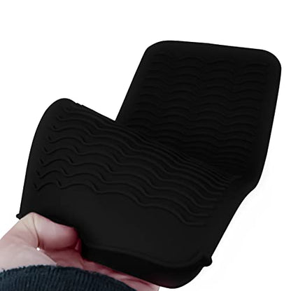2PCS Silicone Heat Resistant Mat Pouch for Hair Straightener, Curling Iron, Flat Iron and Hot Hair Tools Black - color: Black, size: 2 Pack
