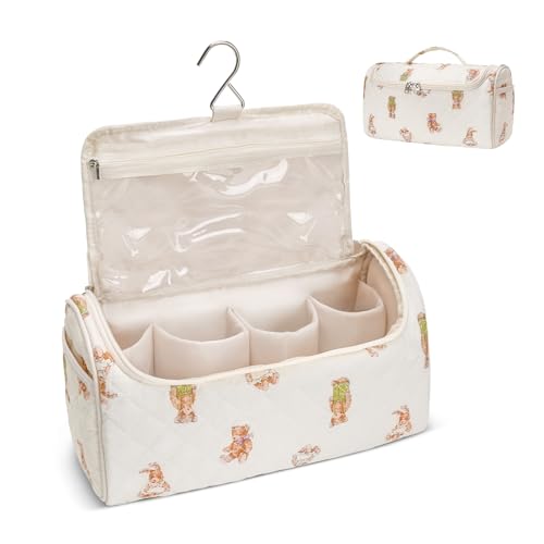 Quilted Hair Tools Travel Bag, Cute Portable Organizer Case with Hanging Hook, Compatible with Dyson Airwrap Styler,Hair Curler Accessories - color: Bear