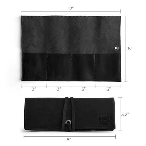 Hide & Drink, Leather Watch Roll Organizer Handmade from Full Grain Leather, Holds Up to 4 Watches, Easy Carry On Watchlover Storage (Charcoal Black) - color: Charcoal Black