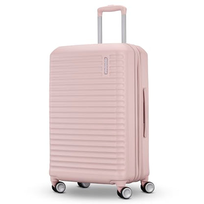 American Tourister Stratum 3.0 Medium 24-Inch Spinner, Airline Approved, Durable Hardside Luggage, Expands 1.5", RightHeight™ Adjustable Handle, Pink Blush - color: Pink Blush, size: Medium - Checked