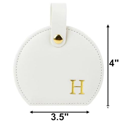 Travel Jewelry Case,Personalized Jewelry Box,Elegant Half-Moon Design with Personalized Golden Initial Case,Personalized Gifts for Women,Jewelry organizer;Personalized Gifts for Women or Friends(H) - style: H