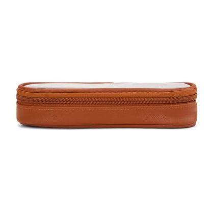 Montana West X Wrangler Travel Makeup Bag 2pcs Set Large Cosmetic Bag with Makeup Brush Holder Portable Make Up Organizer Cute Toiletry Bag with Divider and Handle for Women - color: Light Brown