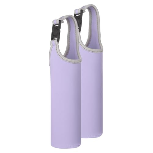 uxcell 2pcs Neoprene Carrier Water Bottle Sleeve, 15.5-20oz Insulated Water Glass Bottle Carrier Bag Collapsible Drink Bottle Sleeve Cover Holder with Handle, Light Purple - color: Light Purple