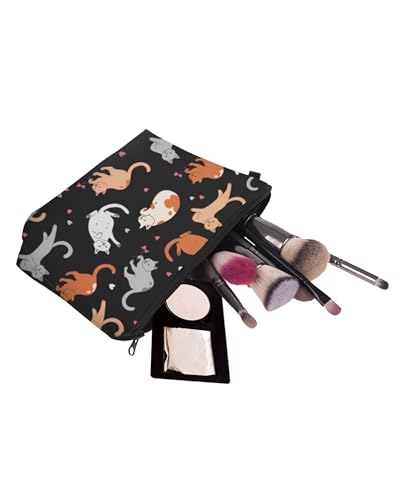 Cute Travel Makeup Bag Cosmetic Bag Small Pouch Gift for Women (Cat Black) - color: Cat Black