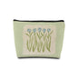 Grandmillennial Blue Tulip Floral Makeup Cosmetic Bag for Women, Modern Southern Blue and Green Botanical Flower Aesthetic Portable Travel Toiletry Bag Zipper Makeup Pouch - color: Flower seven